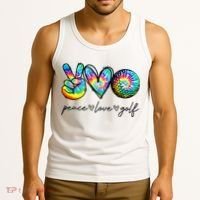 Peace Love Golf Tie Dye Cute Golf Lovers Tank Top thumb 3