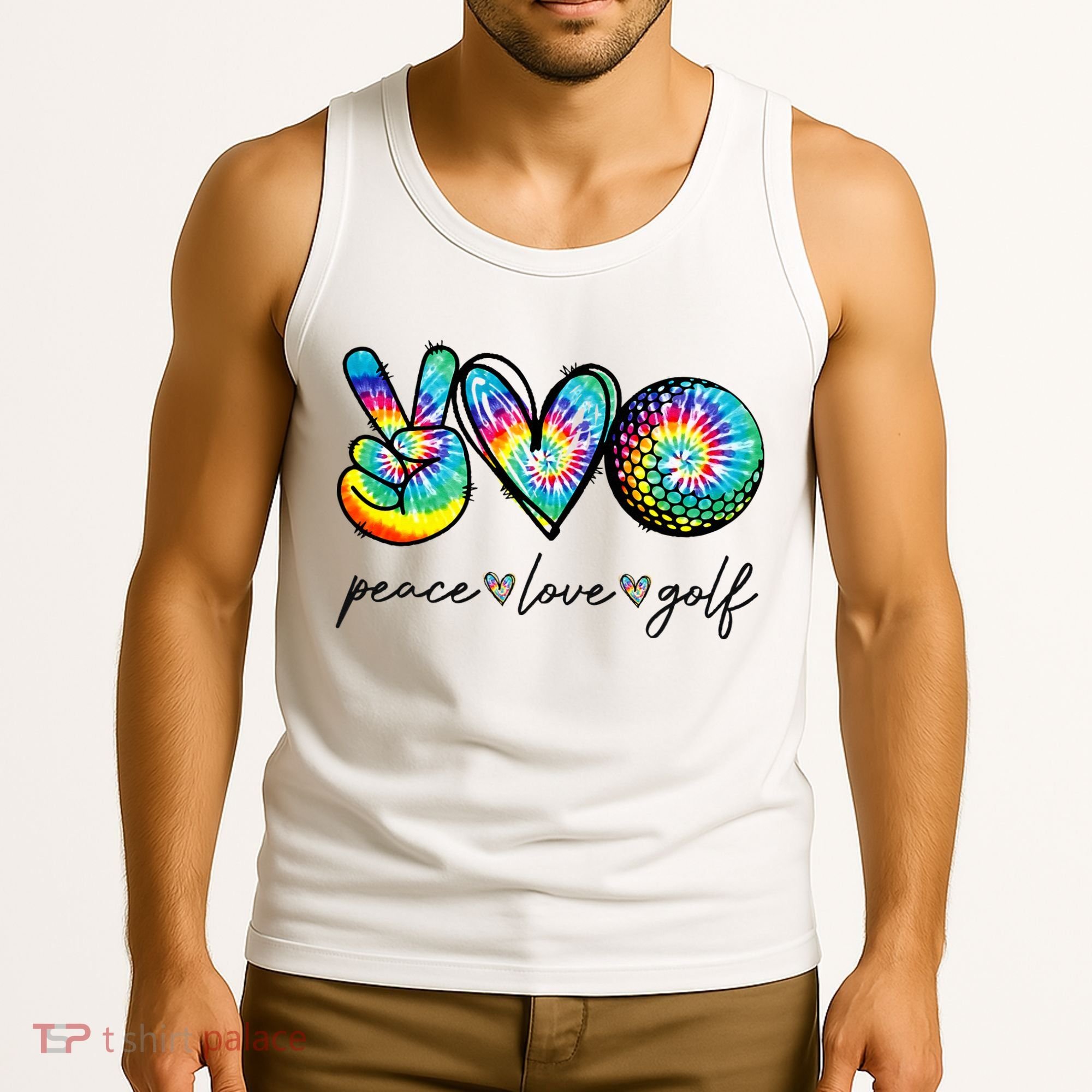 Peace Love Golf Tie Dye Cute Golf Lovers Tank Top