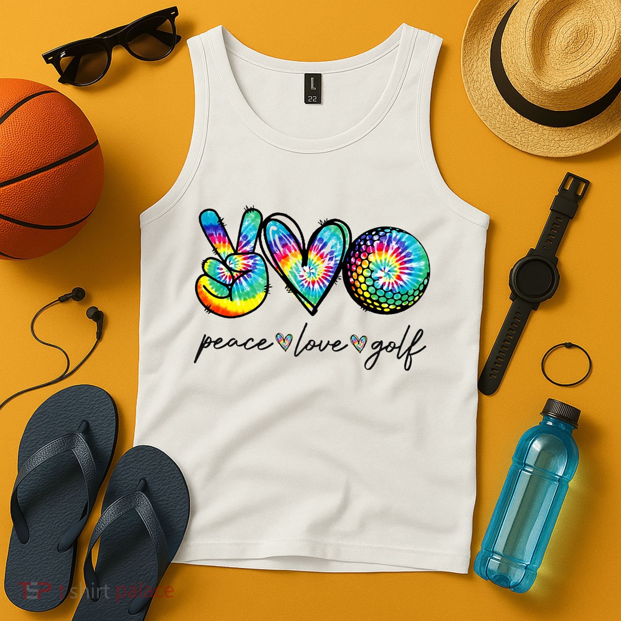 Peace Love Golf Tie Dye Cute Golf Lovers Tank Top