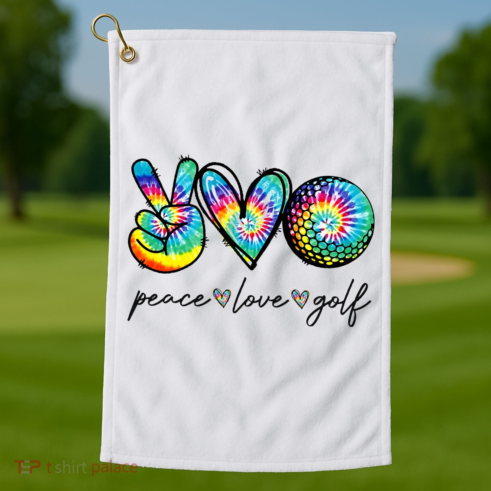 Peace Love Golf Tie Dye Cute Golf Lovers Golf Towel