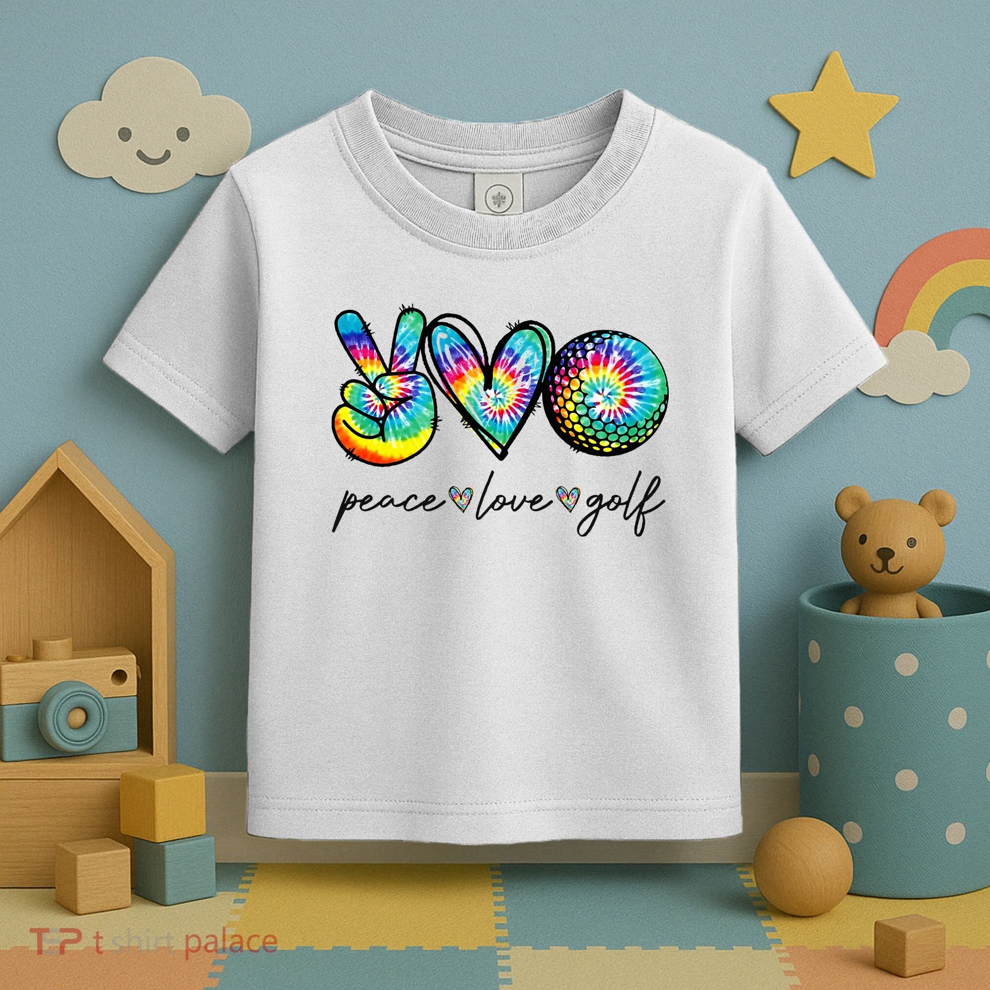 Peace Love Golf Tie Dye Cute Golf Lovers Toddler T-Shirt