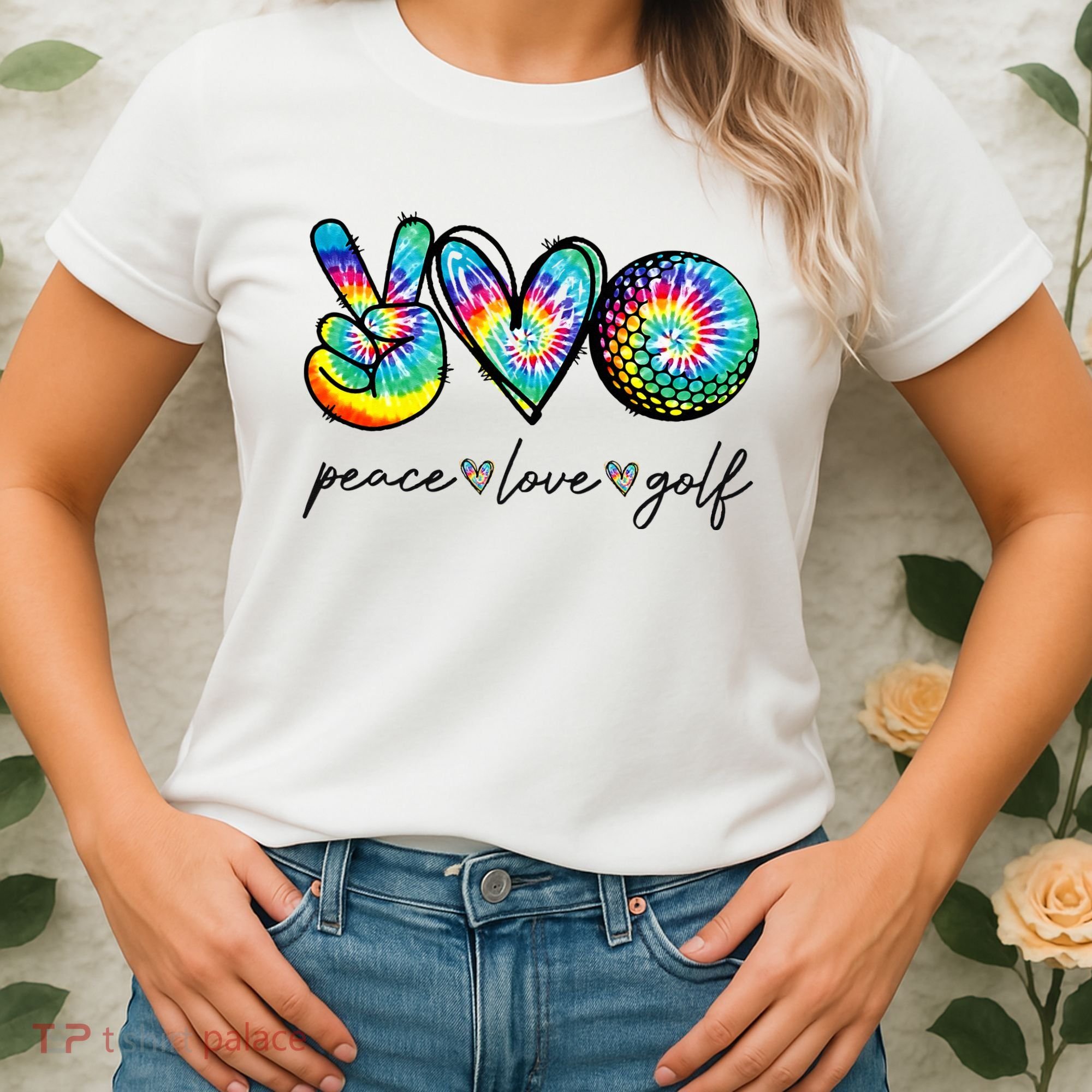 Peace Love Golf Tie Dye Cute Golf Lovers Women's T-Shirt