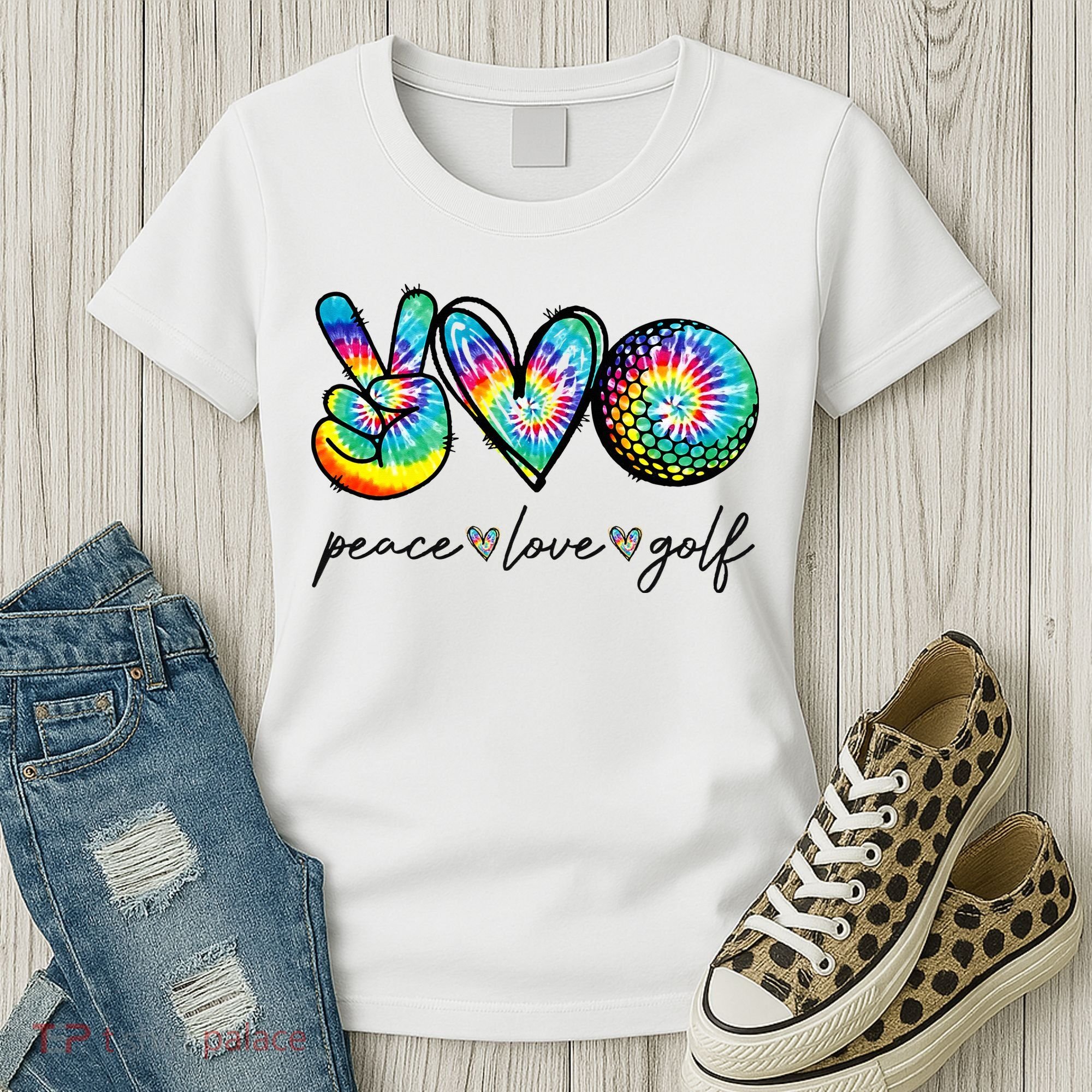 Peace Love Golf Tie Dye Cute Golf Lovers Women's T-Shirt