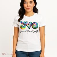 Peace Love Golf Tie Dye Cute Golf Lovers Women's T-Shirt thumb 4