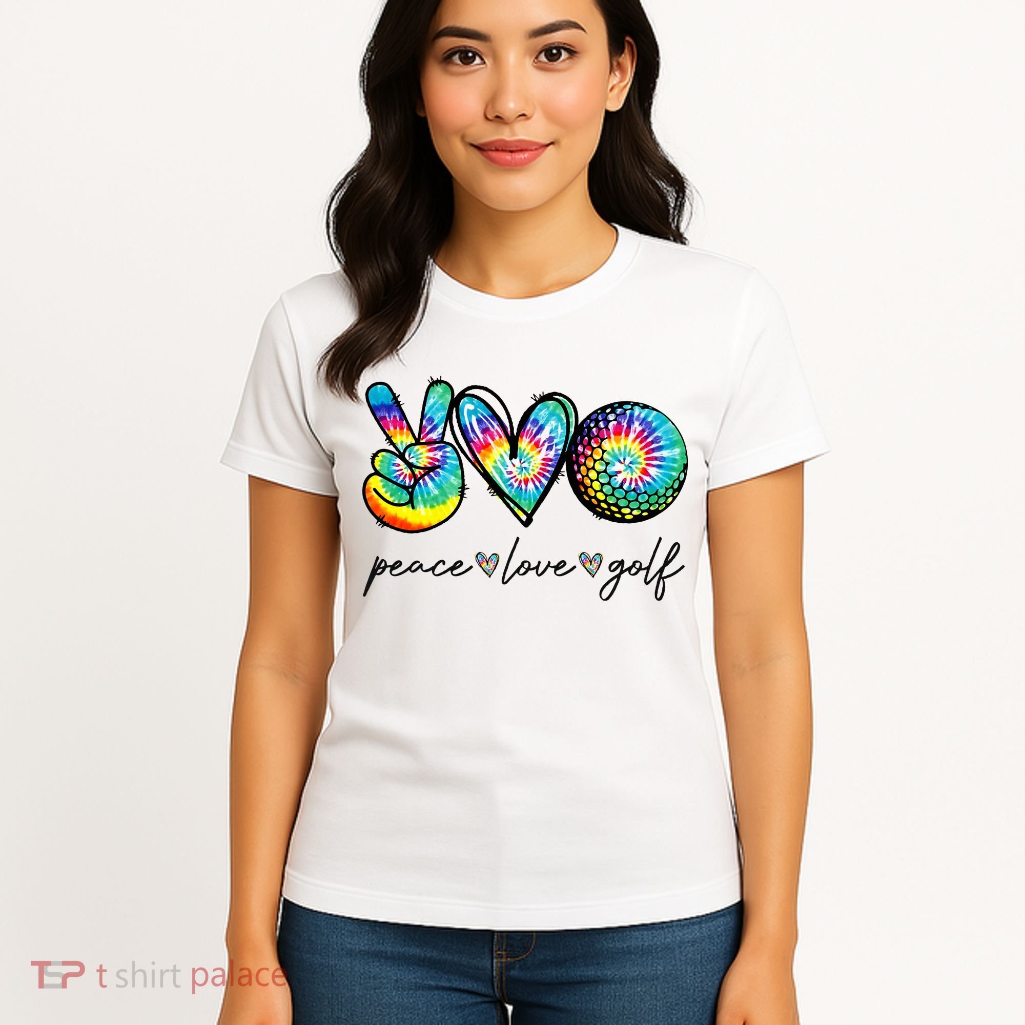 Peace Love Golf Tie Dye Cute Golf Lovers Women's T-Shirt