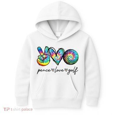 Peace Love Golf Tie Dye Cute Golf Lovers Kids Hoodie