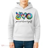 Peace Love Golf Tie Dye Cute Golf Lovers Kids Hoodie thumb 4