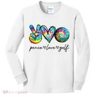 Peace Love Golf Tie Dye Cute Golf Lovers Kids Long Sleeve Shirt thumb 0