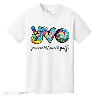Peace Love Golf Tie Dye Cute Golf Lovers Kids T-Shirt