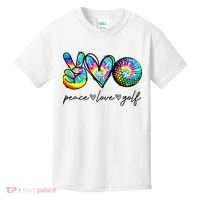 Peace Love Golf Tie Dye Cute Golf Lovers Kids T-Shirt thumb 0