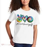 Peace Love Golf Tie Dye Cute Golf Lovers Kids T-Shirt thumb 2