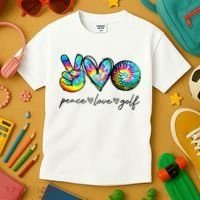 Peace Love Golf Tie Dye Cute Golf Lovers Kids T-Shirt thumb 3