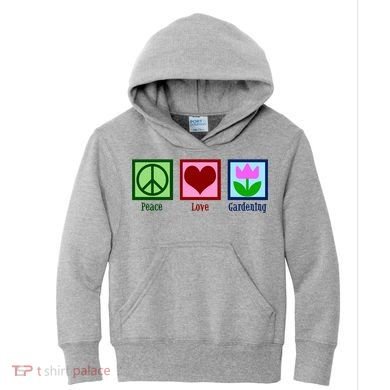 Peace Love Gardening Kids Hoodie