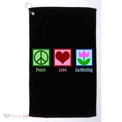 Peace Love Gardening Golf Towel