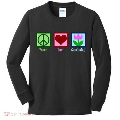 Peace Love Gardening Kids Long Sleeve Shirt