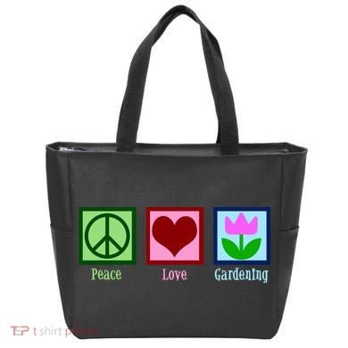 Peace Love Gardening Tote Bag