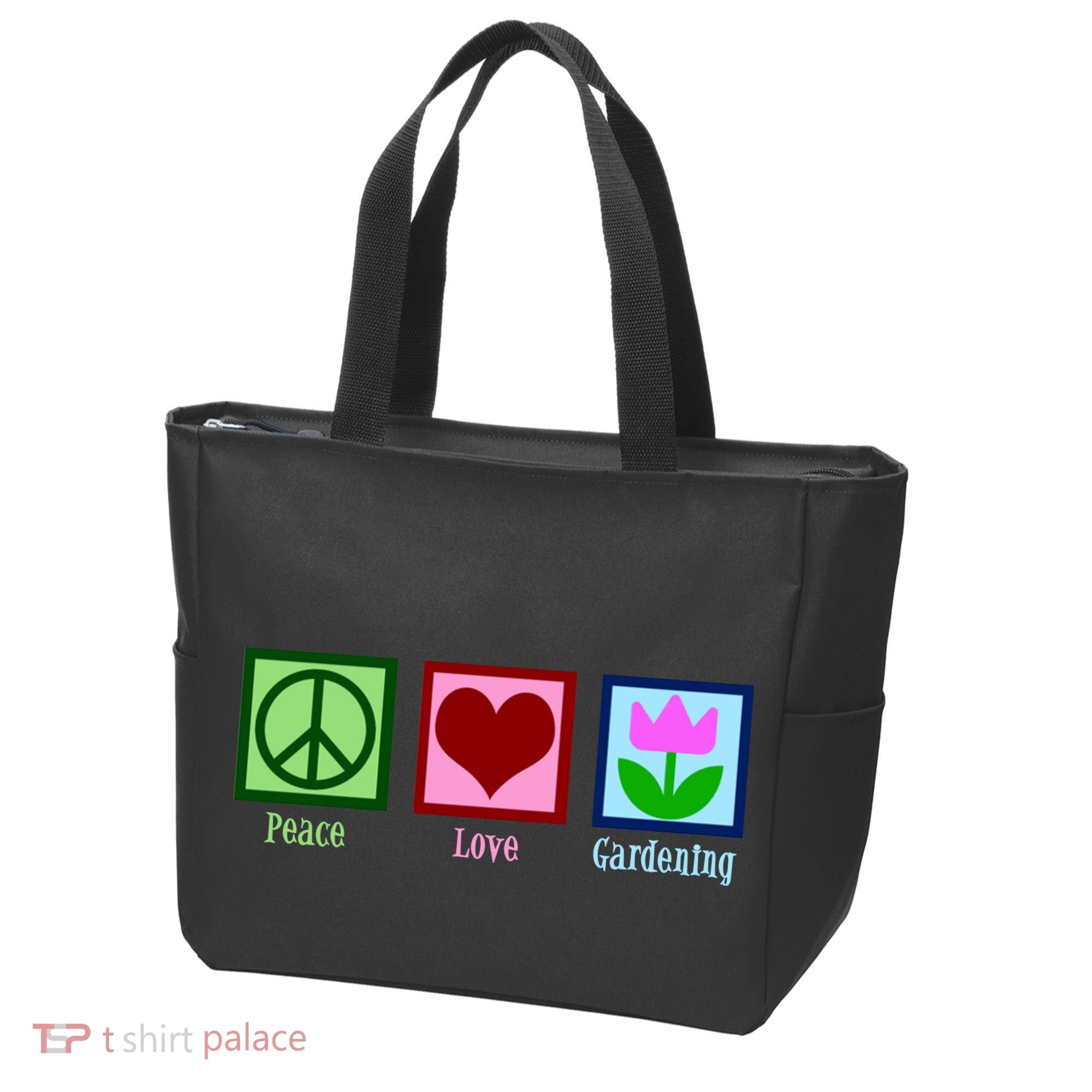 Peace Love Gardening Tote Bag