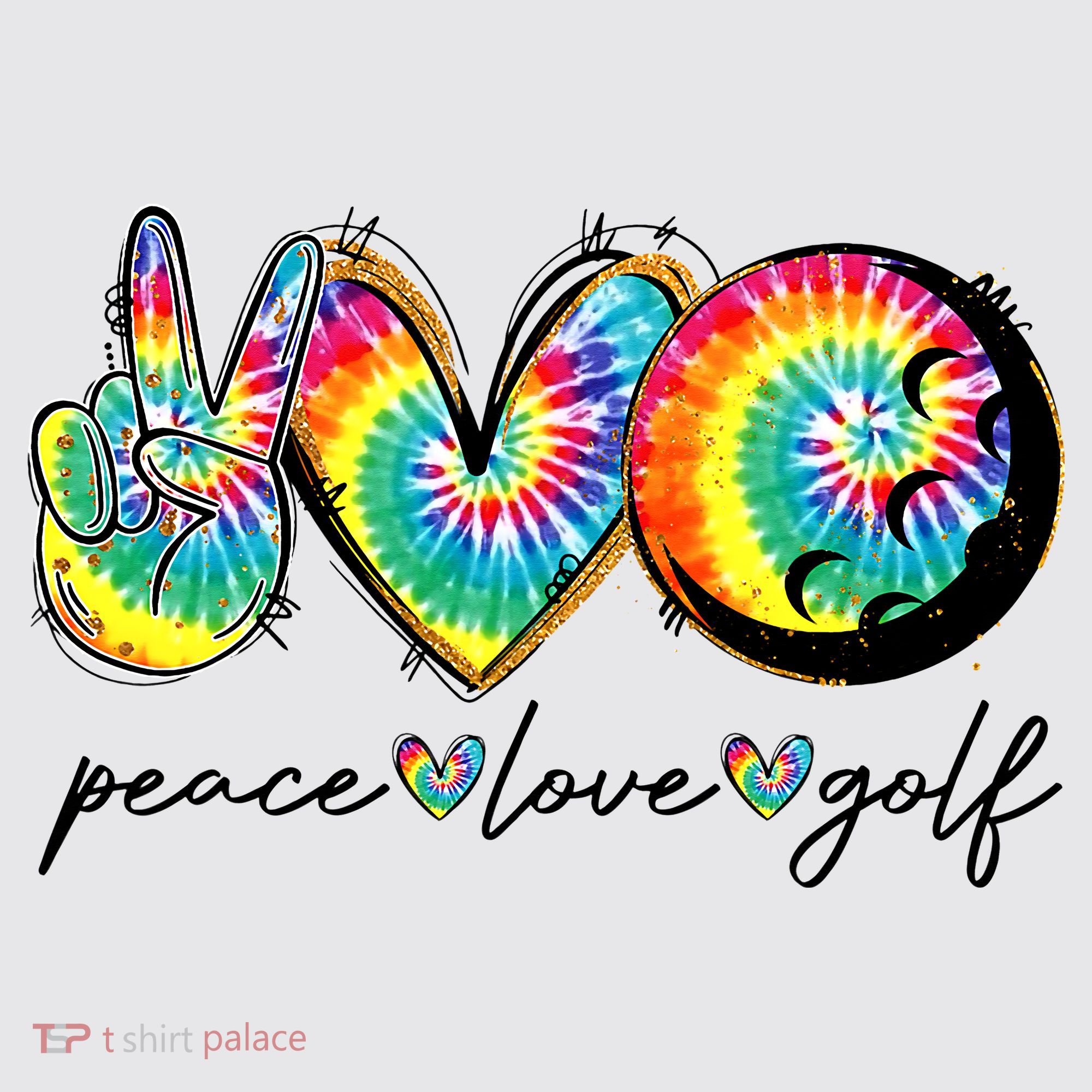 Peace Love Golf Funny Tie Dye Golf Lovers Womens Funnel Neck Pullover Hood