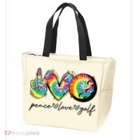 Peace Love Golf Funny Tie Dye Golf Lovers Tote Bag thumb 3