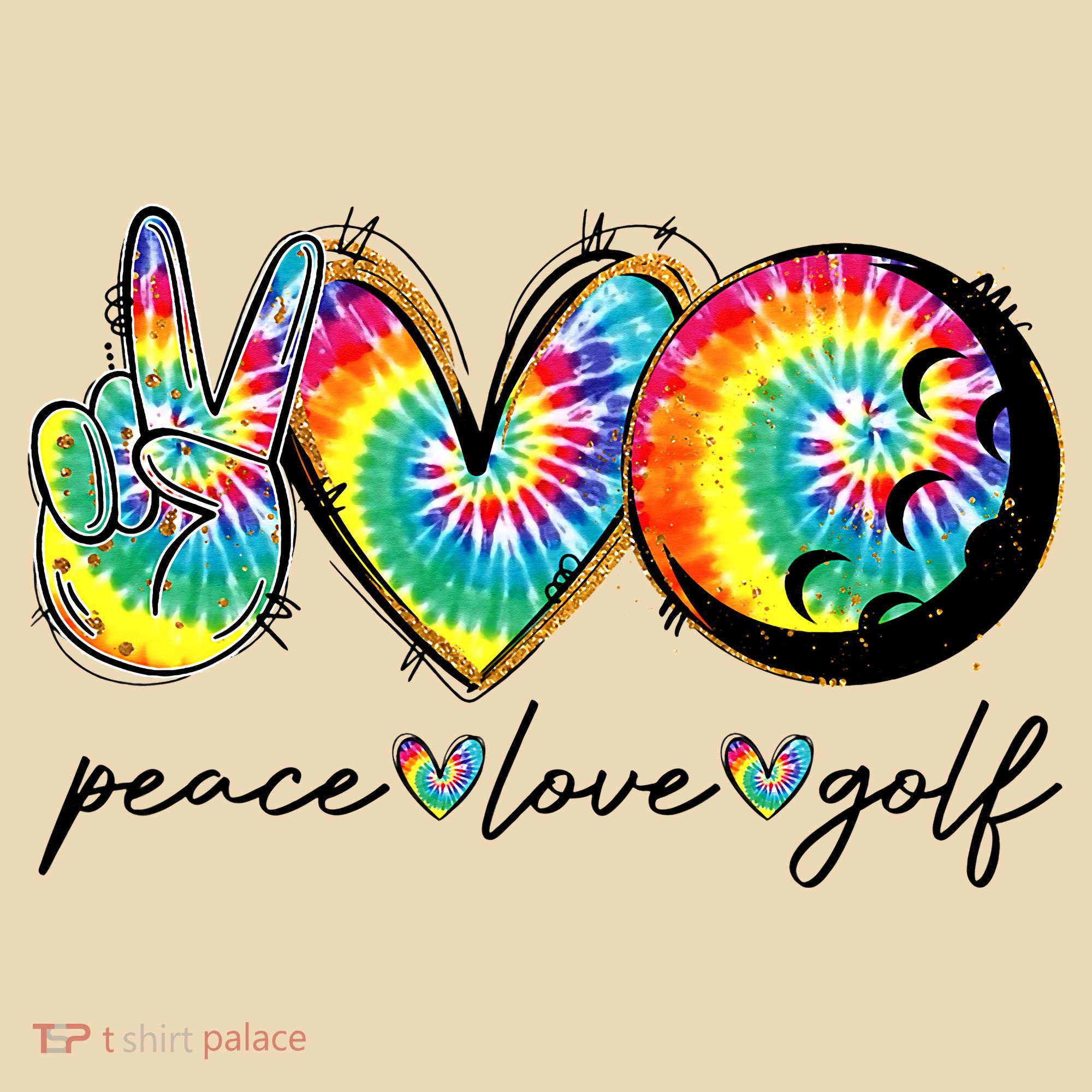 Peace Love Golf Funny Tie Dye Golf Lovers Tote Bag