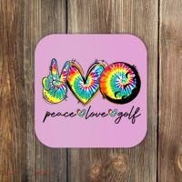 Peace Love Golf Funny Tie Dye Golf Lovers Coaster thumb 0
