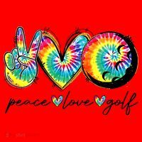 Peace Love Golf Funny Tie Dye Golf Lovers Santa Hat thumb 1