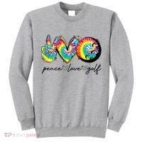 Peace Love Golf Funny Tie Dye Golf Lovers Tall Sweatshirt thumb 0