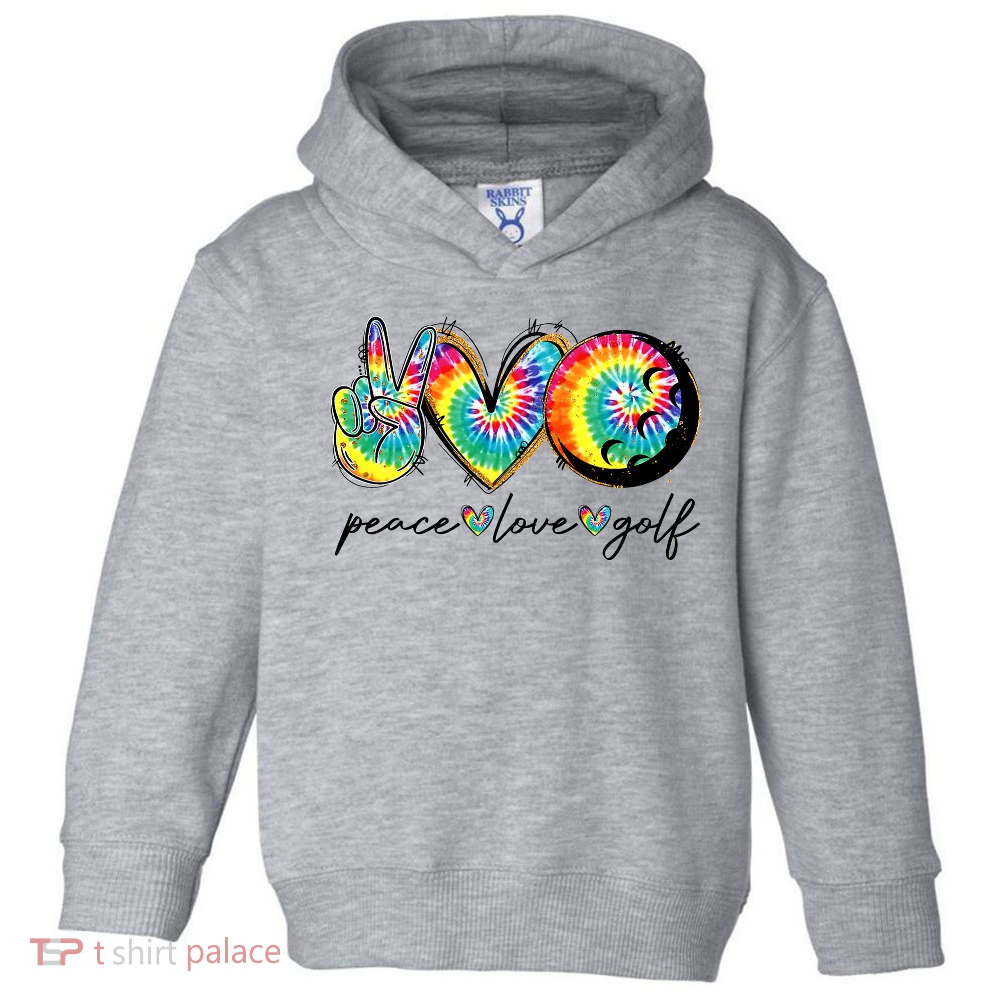 Peace Love Golf Funny Tie Dye Golf Lovers Toddler Hoodie