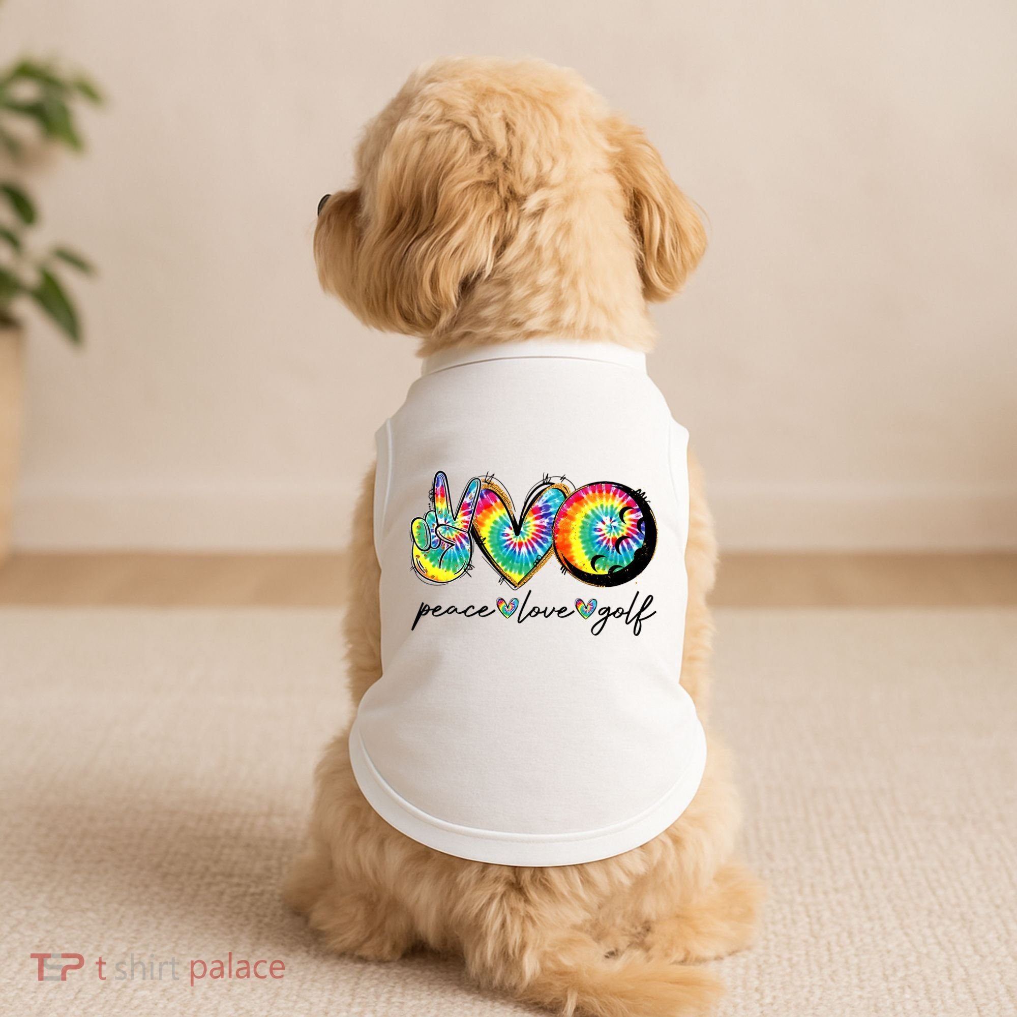 Peace Love Golf Funny Tie Dye Golf Lovers Doggie Tank
