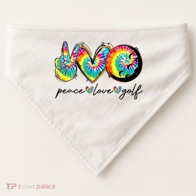 Peace Love Golf Funny Tie Dye Golf Lovers USA-Made Doggie Bandana
