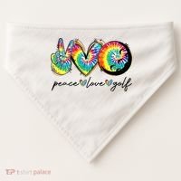Peace Love Golf Funny Tie Dye Golf Lovers USA-Made Doggie Bandana thumb 0