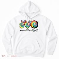 Peace Love Golf Funny Tie Dye Golf Lovers Hoodie thumb 0