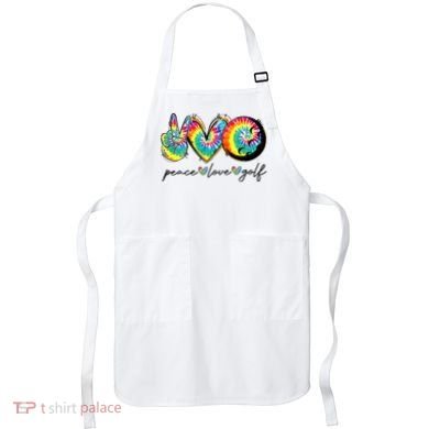 Peace Love Golf Funny Tie Dye Golf Lovers Apron