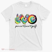 Peace Love Golf Funny Tie Dye Golf Lovers T-Shirt thumb 0