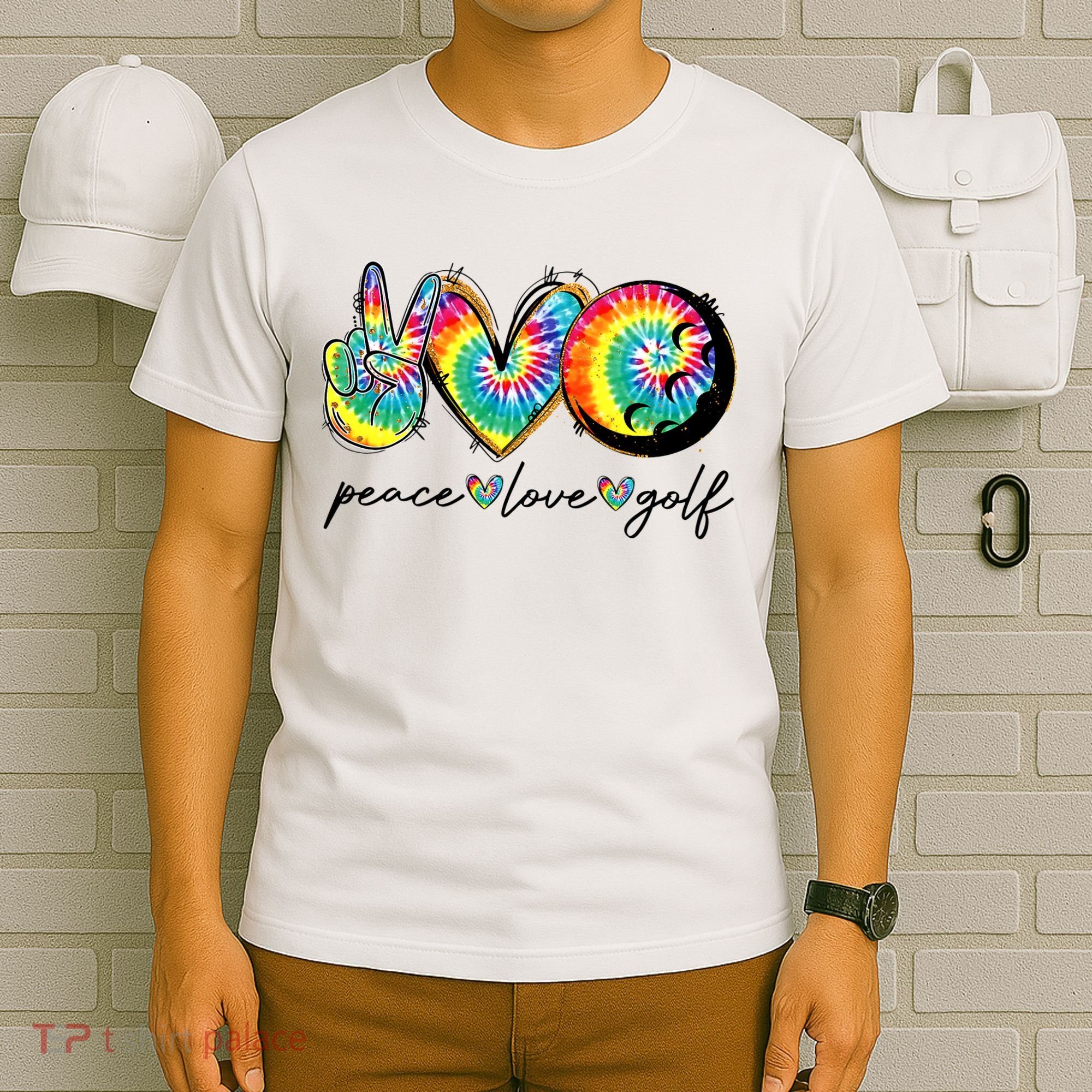 Peace Love Golf Funny Tie Dye Golf Lovers T-Shirt