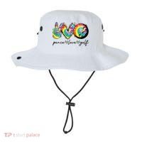 Peace Love Golf Funny Tie Dye Golf Lovers Bucket Hat thumb 0