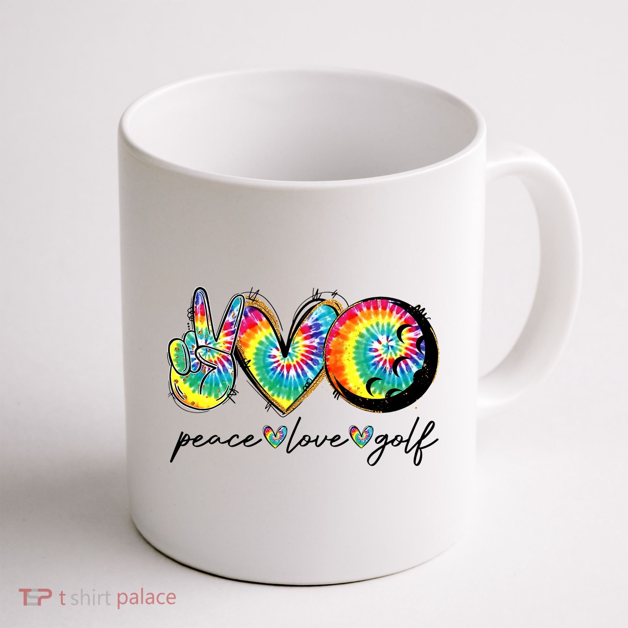 Peace Love Golf Funny Tie Dye Golf Lovers Coffee Mug