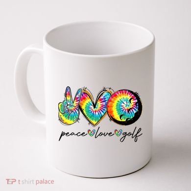 Peace Love Golf Funny Tie Dye Golf Lovers Coffee Mug