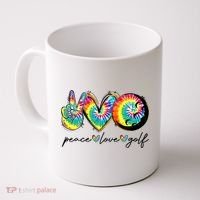 Peace Love Golf Funny Tie Dye Golf Lovers Coffee Mug thumb 0