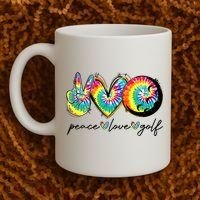 Peace Love Golf Funny Tie Dye Golf Lovers Coffee Mug thumb 2
