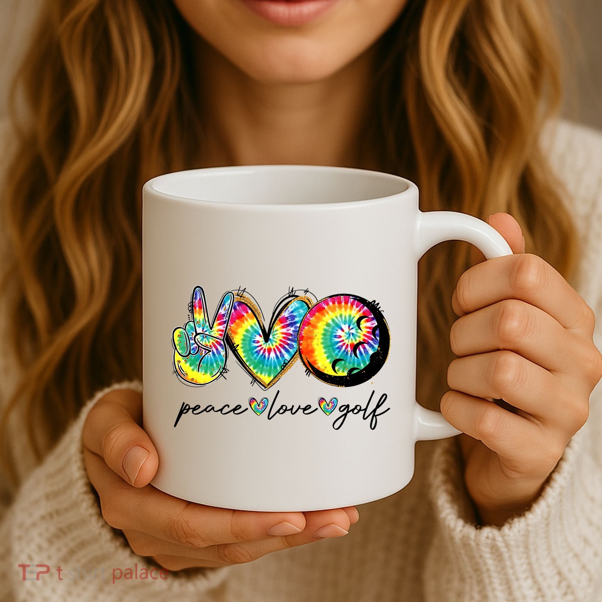 Peace Love Golf Funny Tie Dye Golf Lovers Coffee Mug