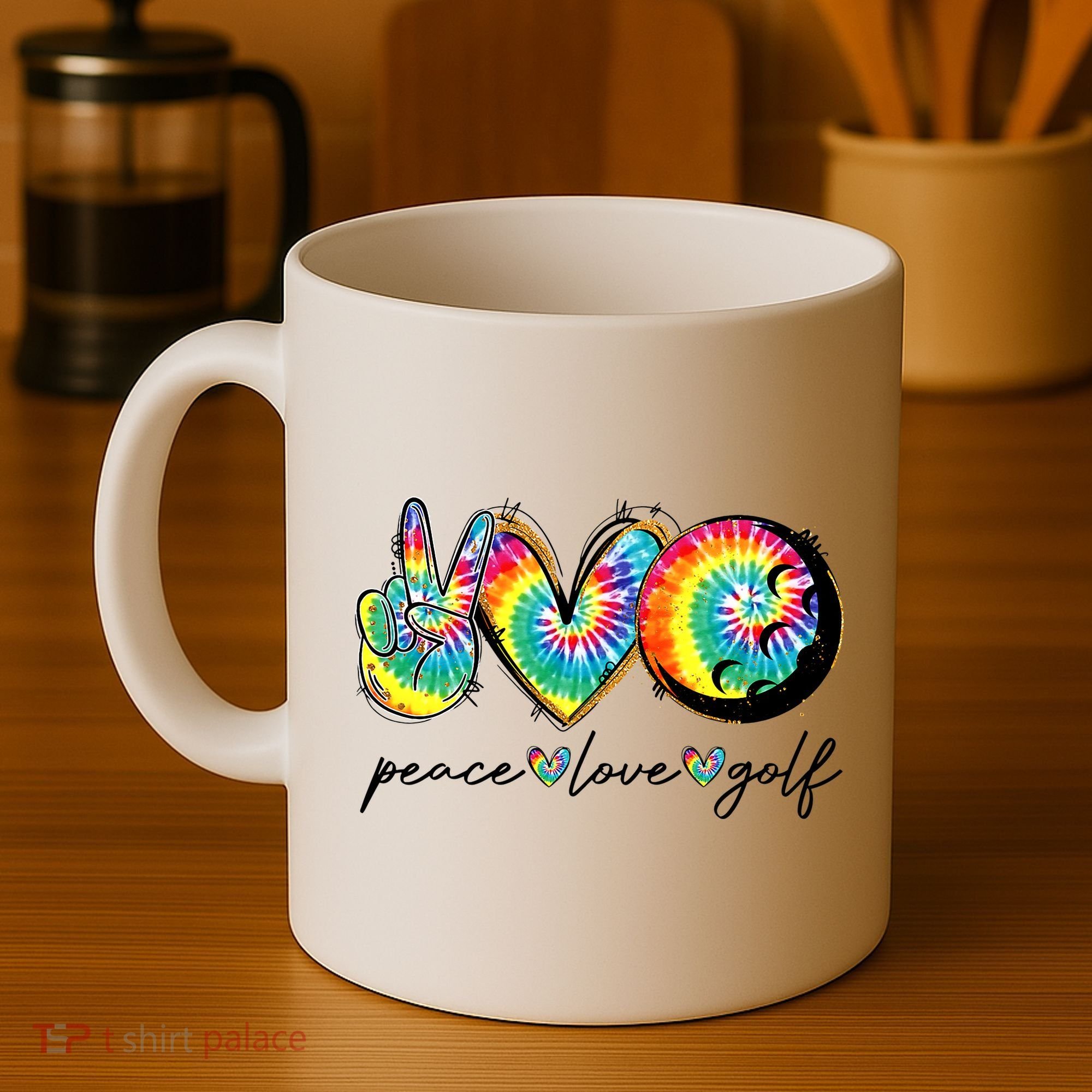 Peace Love Golf Funny Tie Dye Golf Lovers Coffee Mug
