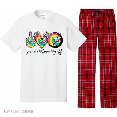 Peace Love Golf Funny Tie Dye Golf Lovers Pajama Set