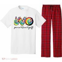 Peace Love Golf Funny Tie Dye Golf Lovers Pajama Set thumb 0