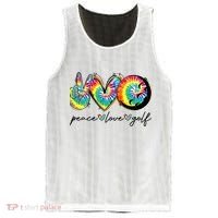 Peace Love Golf Funny Tie Dye Golf Lovers Mesh Reversible Basketball Jersey Tank thumb 0