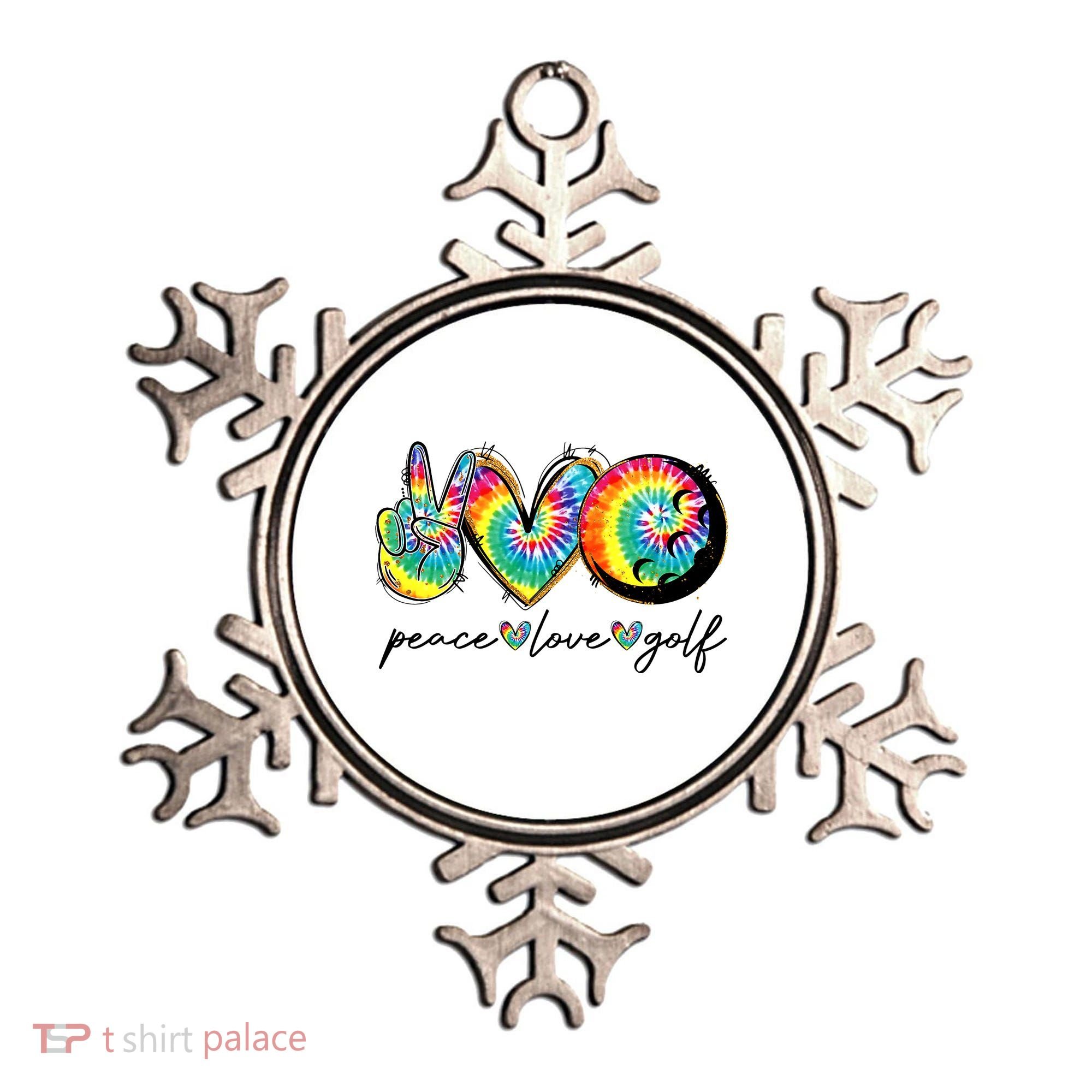 Peace Love Golf Funny Tie Dye Golf Lovers Ornament