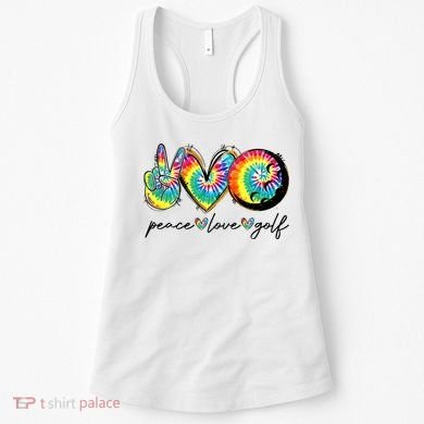 Peace Love Golf Funny Tie Dye Golf Lovers Women's Tank Top