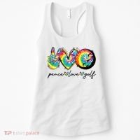 Peace Love Golf Funny Tie Dye Golf Lovers Women's Tank Top thumb 0