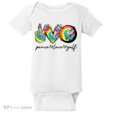 Peace Love Golf Funny Tie Dye Golf Lovers Baby Bodysuit