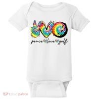 Peace Love Golf Funny Tie Dye Golf Lovers Baby Bodysuit thumb 0